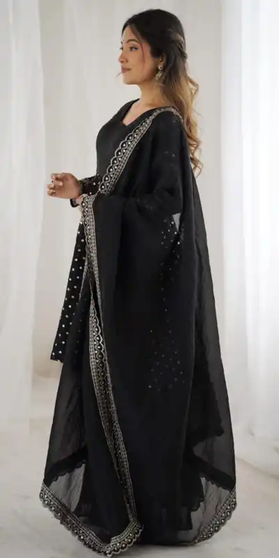 ZSR 3134 Black Crunchy Silk Salwar Suit Perfect for Wedding, Party, Sangeet, Anniversary, Housewarming Introductory Price ₹2399. Delivery 4-6 | Jump Suits, Salwar suit, Casual Suits, Creative suits, Designer Suits, Palazzo Suits, Party Wear Suits, Patiala Suits, Straight Suits