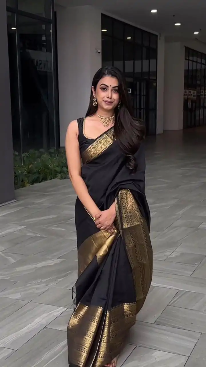 KP 5095 Black Color Jacquard With Designer Work All Over Saree . Exclusive Offer ₹1344. Delivery 4-6 Working Days. Shop now. | Sarees, Bollywood Sarees, Creative Sarees, Designer Sarees, Embroidered Sarees, Ethnic Saree, Modern Digital sarees, Party Wear Sarees
