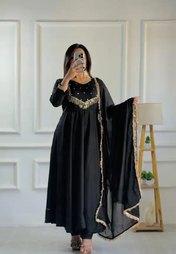 VLM 238 Black in Star Georgette. Lace Work Gown Wedding, Party, Festive, Events at ₹1999 only. Delivery 4-6 Working Days. Shop now. | Gowns, Bollywood Gowns, Creative Gowns, Designer Gowns, Embroidered Gowns, Party Wear Gowns