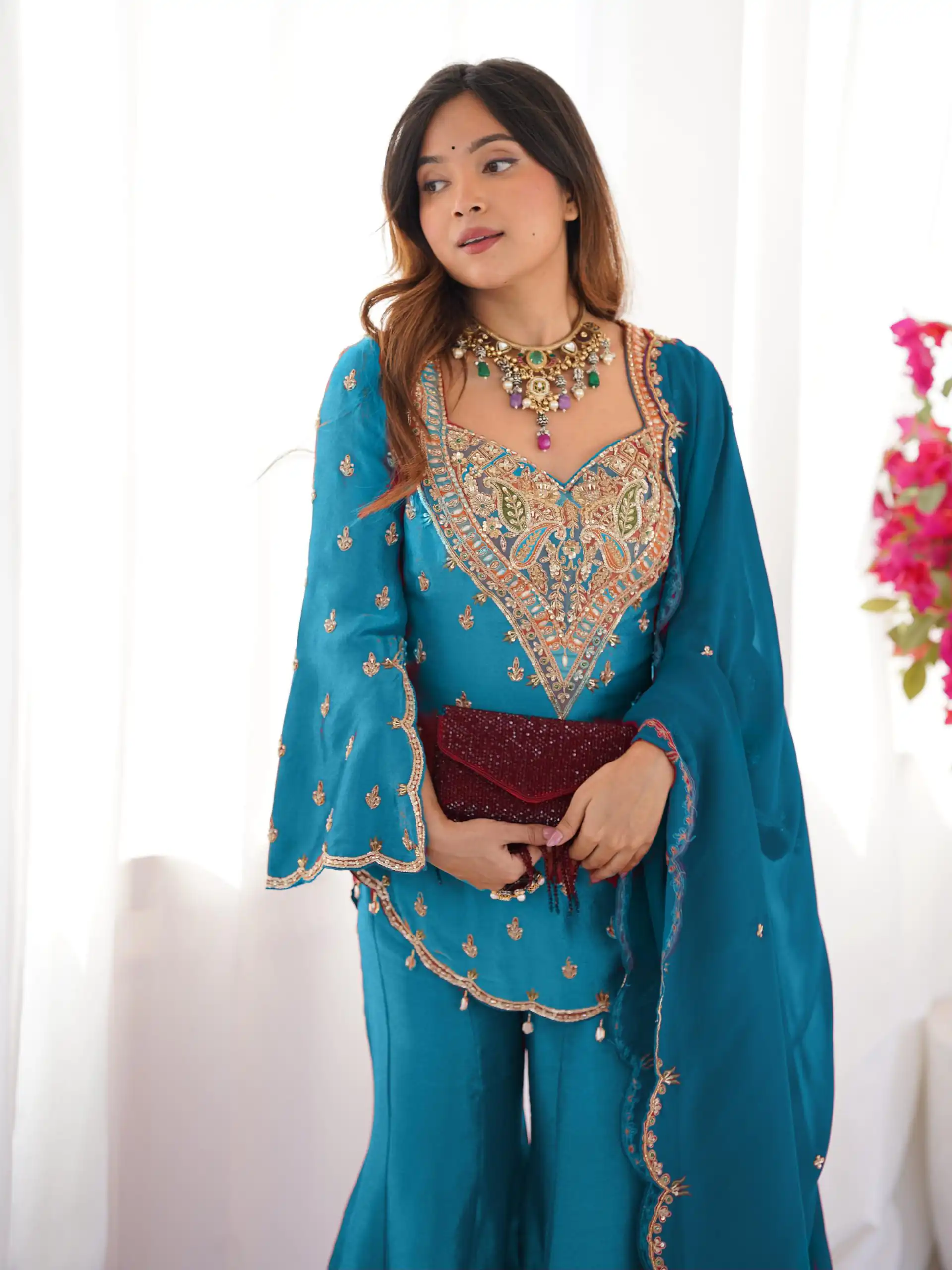 NSR 852 Blue Simar Silk With Embroidery Work with Full Sleeve Salwar Suit in . Now at just ₹2099. Delivery 4-6 Working Days. Shop n | Jump Suits, Salwar suit, Casual Suits, Creative suits, Designer Suits, Palazzo Suits, Party Wear Suits, Patiala Suits, Straight Suits