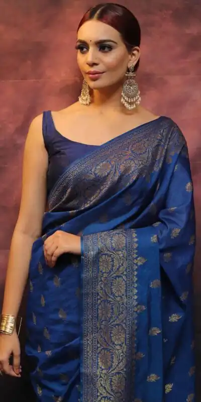KP 6010 Blue Soft Lichi Silk Jacquard Saree Perfect for Wedding, Party, Traditional Day, Family Gatherings, Sangeet . Grab it for ₹1349. Delivery 4-6 W | Sarees, Bollywood Sarees, Creative Sarees, Designer Sarees, Embroidered Sarees, Ethnic Saree, Modern Digital sarees, Party Wear Sarees