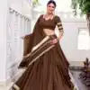 Brown Chanderi Lace Zari Work Lehenga Choli