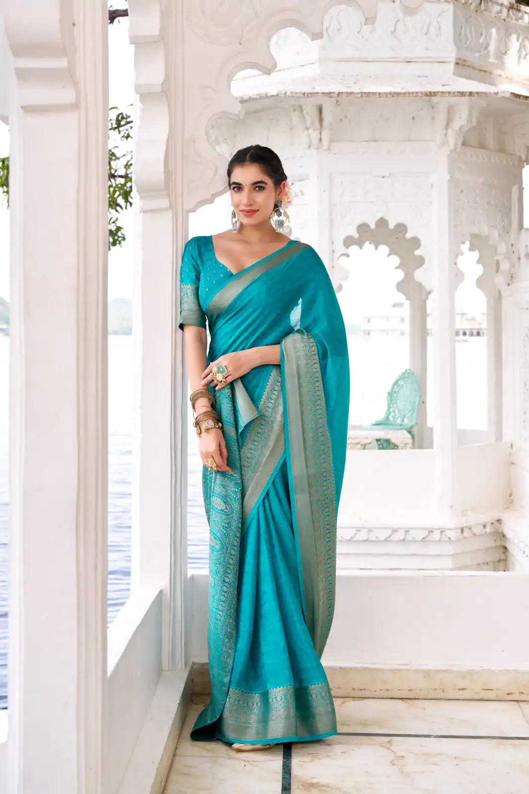 YNF 7902 Firozi Color Chinon Printed With Zari Weaving Work Saree With Zari Work. Best Price ₹1549. Delivery 4-6 Working Days. Shop now. | Sarees, Bollywood Sarees, Creative Sarees, Designer Sarees, Embroidered Sarees, Ethnic Saree, Modern Digital sarees, Party Wear Sarees