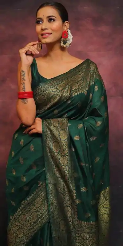 KP 6010 Green Soft Lichi Silk Jacquard Saree Perfect for Wedding, Party, Traditional Day, Family Gatherings, Sangeet . Grab it for ₹1349. Delivery 4-6 W | Sarees, Bollywood Sarees, Creative Sarees, Designer Sarees, Embroidered Sarees, Ethnic Saree, Modern Digital sarees, Party Wear Sarees