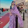 Lavender Soft Cotton Digital Print Lace Work Saree