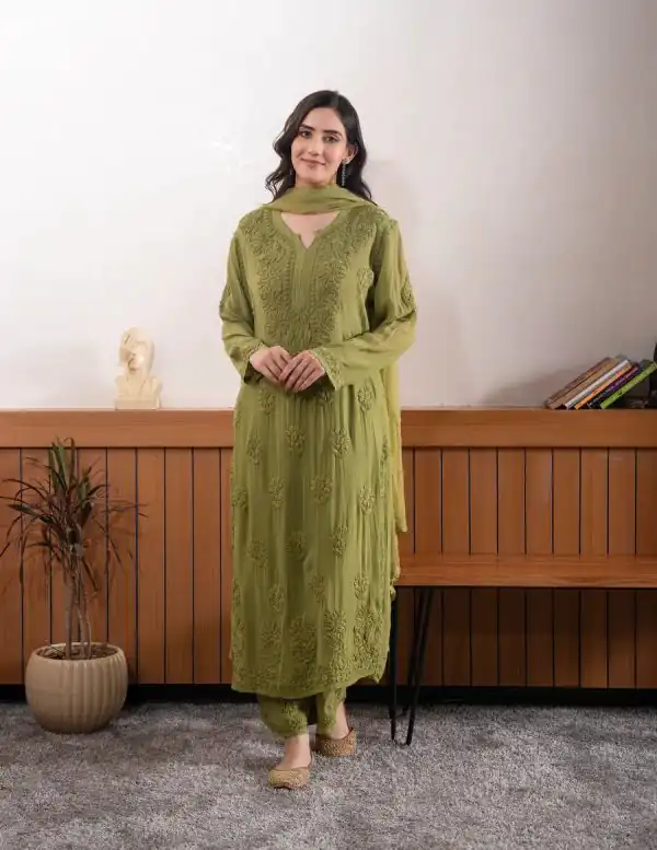 BE 394 Mehandi Georgette with Embroidery Work & Lace Work Salwar Suit . Available at ₹1849 only. Delivery 4-6 Working Days. Shop now. | Jump Suits, Tops & Bottoms, Track Suits, Salwar suit, Casual Suits, Creative suits, Designer Suits, Palazzo Suits, Party Wear Suits, Patiala Suits, Straight Suits, Trendy Wear