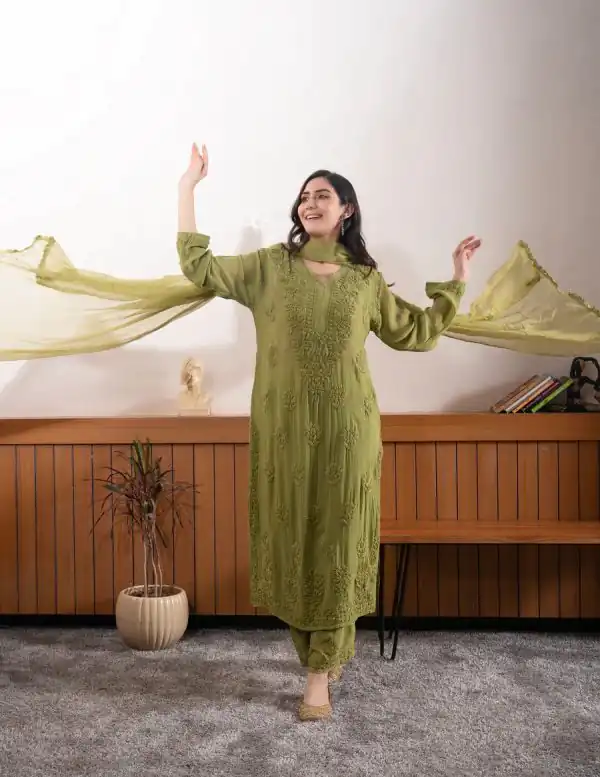 BE 394 Mehandi Georgette with Embroidery Work & Lace Work Salwar Suit . Available at ₹1849 only. Delivery 4-6 Working Days. Shop now. | Jump Suits, Tops & Bottoms, Track Suits, Salwar suit, Casual Suits, Creative suits, Designer Suits, Palazzo Suits, Party Wear Suits, Patiala Suits, Straight Suits, Trendy Wear