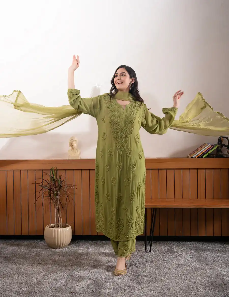 BE 394 Mehandi Georgette with Embroidery Work & Lace Work Salwar Suit . Available at ₹1849 only. Delivery 4-6 Working Days. Shop now. | Jump Suits, Tops & Bottoms, Track Suits, Salwar suit, Casual Suits, Creative suits, Designer Suits, Palazzo Suits, Party Wear Suits, Patiala Suits, Straight Suits, Trendy Wear