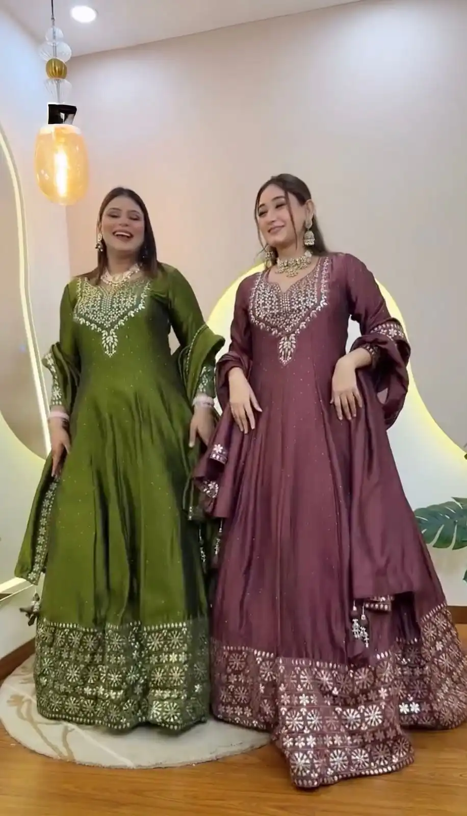 NSR 872 Mehandi Roman Simmer Silk With Fency Neck And Fecny Sleeve Gown with Embroidery Work & Lace Work. Available at ₹2449 only. Delivery 4-6 Wor | Gowns, Bollywood Gowns, Creative Gowns, Designer Gowns, Embroidered Gowns, Party Wear Gowns