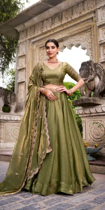 LNB 1440 Mehendi Fendi Sequins Work & Embroidery Work Lehenga Choli in . Introductory Price ₹2999. Delivery 4-6 Working Days. Shop now. | Lehenga, Bollywood Lehenga, Creative Lehenga, Designer Lehenga, Embroidered Lehenga, Party Wear Lehenga