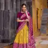 Mustard Tasar Silk Sequins Embroidery Work Lehenga Choli