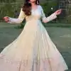 SSR 528 Off White Heavy Georgette With Heavy Embroidery Sequence Work Gown with Embroidery Work. Best Price ₹2399. Delivery 4-6 Working Days. | Gowns, Bollywood Gowns, Creative Gowns, Designer Gowns, Embroidered Gowns, Party Wear Gowns