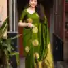 Olive Green Soft Silk Cloth Pallu Saree