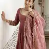 NSR 871 Onion Roman Simmer Silk With Fecny Sleeve with Lace Work & Embroidery Work Gown. Festive Deal ₹2999. Delivery 4-6 Working Days. Shop now. | Gowns, Bollywood Gowns, Creative Gowns, Designer Gowns, Embroidered Gowns, Party Wear Gowns