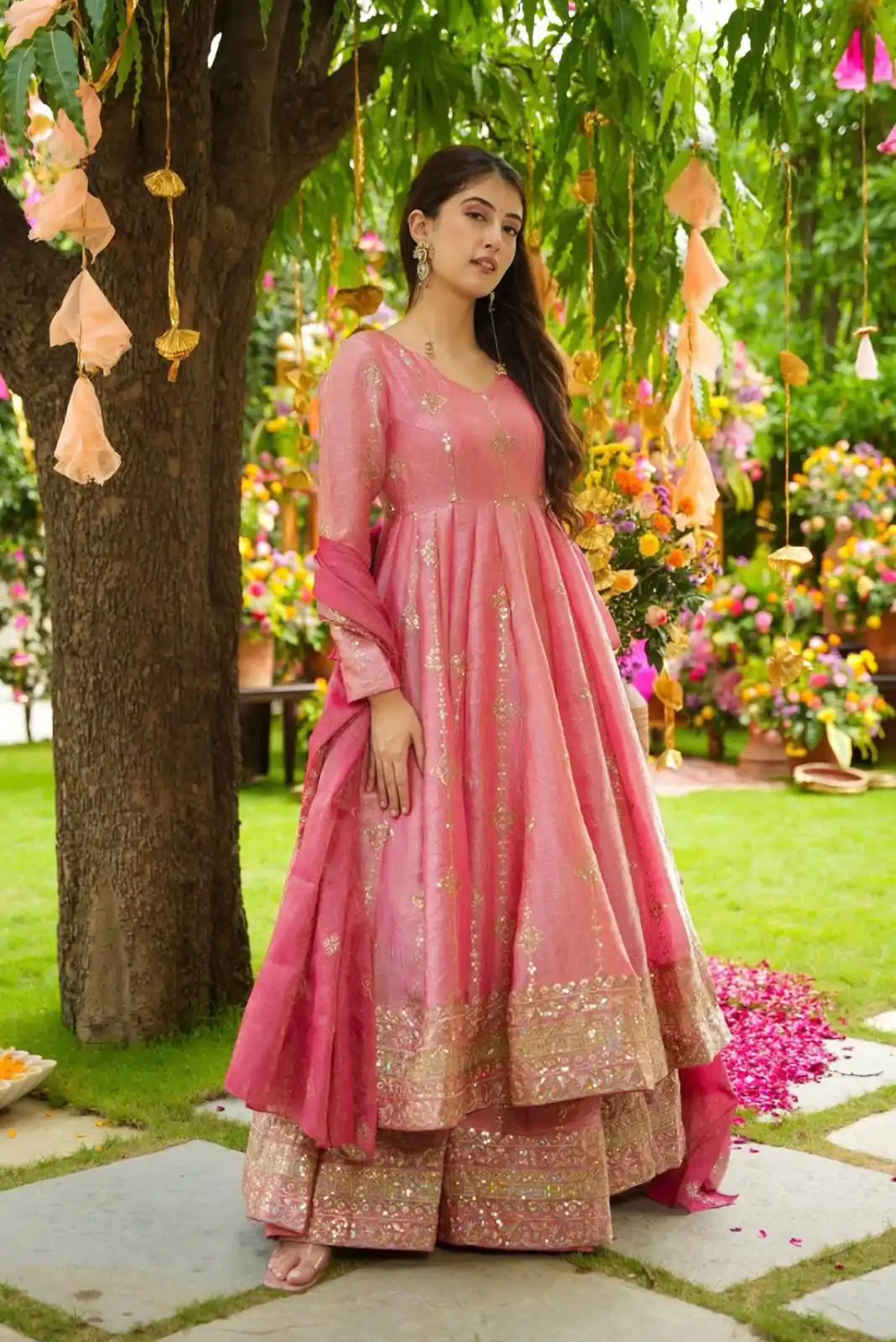 SSR 526 Peach Crunchy Silk With Heavy Embroidery Sequence Work With Fully Flair Salwar Suit Wedding, Party, Festive, Events, Now at just ₹2399. Delivery 4 | Jump Suits, Tops & Bottoms, Track Suits, Salwar suit, Casual Suits, Creative suits, Designer Suits, Palazzo Suits, Party Wear Suits, Patiala Suits, Straight Suits, Trendy Wear