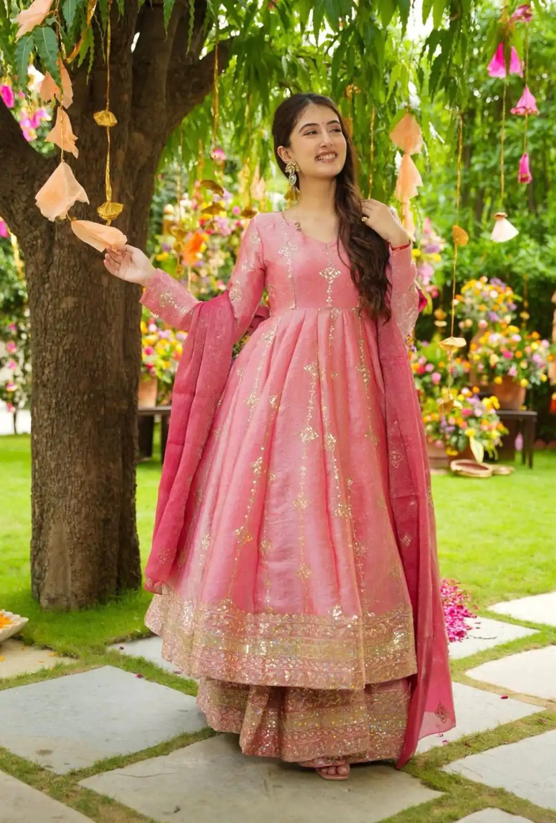 SSR 526 Peach Crunchy Silk With Heavy Embroidery Sequence Work With Fully Flair Salwar Suit Wedding, Party, Festive, Events, Now at just ₹2399. Delivery 4 | Jump Suits, Tops & Bottoms, Track Suits, Salwar suit, Casual Suits, Creative suits, Designer Suits, Palazzo Suits, Party Wear Suits, Patiala Suits, Straight Suits, Trendy Wear