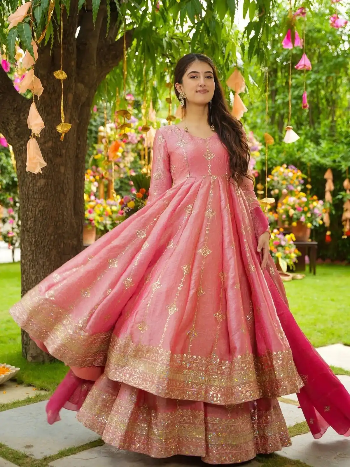 SSR 526 Peach Crunchy Silk With Heavy Embroidery Sequence Work With Fully Flair Salwar Suit Wedding, Party, Festive, Events, Now at just ₹2399. Delivery 4 | Jump Suits, Tops & Bottoms, Track Suits, Salwar suit, Casual Suits, Creative suits, Designer Suits, Palazzo Suits, Party Wear Suits, Patiala Suits, Straight Suits, Trendy Wear