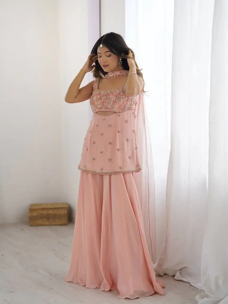 LG 1959 Peach Georgette With Lace Work & Embroidery Work Salwar Suit . Available at ₹1849 only. Delivery 4-6 Working Days. Shop now. | Jump Suits, Tops & Bottoms, Track Suits, Salwar suit, Casual Suits, Creative suits, Designer Suits, Palazzo Suits, Party Wear Suits, Patiala Suits, Straight Suits, Trendy Wear