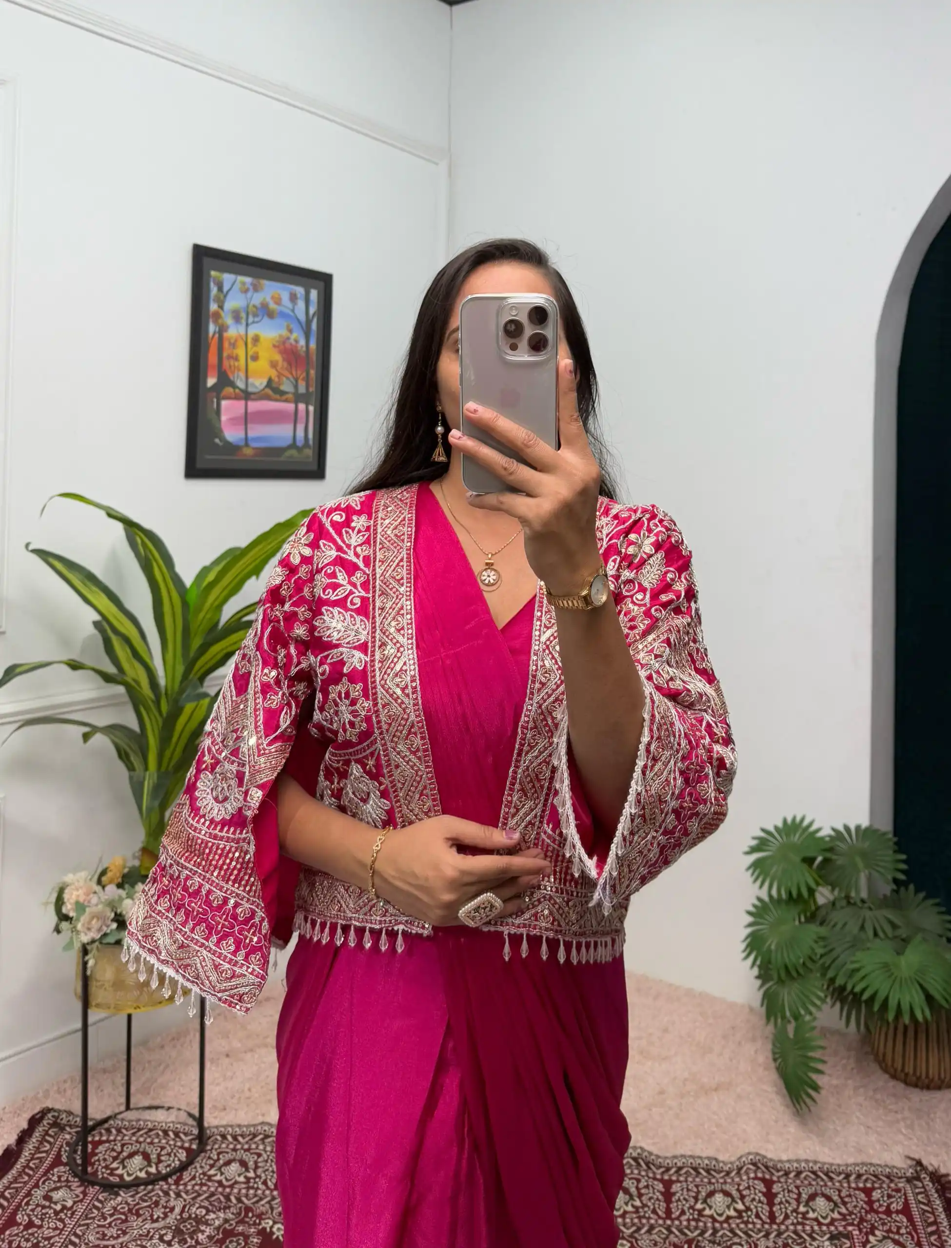 ST 1086 Pink Color Chinnon With Fully Embroidery Koti Ready To Wear Saree Wedding Party, Festive, Events Etc.4-6 Working Days@2049/- only | Sarees, Bollywood Sarees, Creative Sarees, Designer Sarees, Embroidered Sarees, Ethnic Saree, Modern Digital sarees, Party Wear Sarees