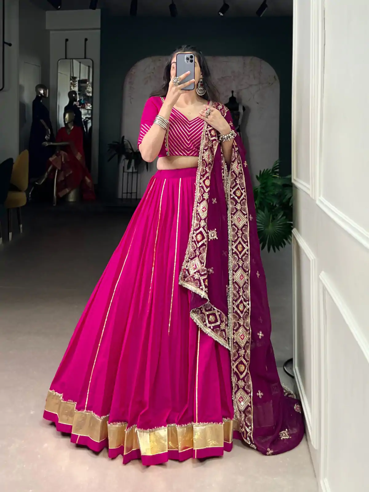 LNB 1708 Pink Cotton With Mirror Work & Zari Work Lehenga Choli Available at ₹3199 only. Delivery 4-6 Working Days. Shop now. | Lehenga, Bollywood Lehenga, Creative Lehenga, Designer Lehenga, Embroidered Lehenga, Party Wear Lehenga