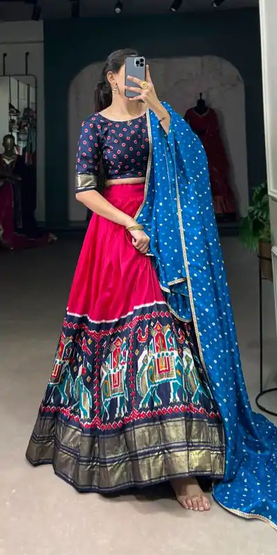 LNB 1623 Pink Color Fabulous Dola Silk Patola Print And Foil Work Lehenga Choli Wedding, Festive, Events Expected Delivery 4-6 Working Days@2199/- Only | Lehenga, Bollywood Lehenga, Creative Lehenga, Designer Lehenga, Embroidered Lehenga, Party Wear Lehenga