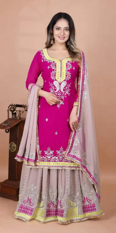 SRK 5260 Pink Faux Georgette With 5mm Embroidery Sequence Work Perfect for Wedding, Party, Karwa Chauth, Ethnic Day, Baisakhi Beast Price At 2149/- Only | Jump Suits, Salwar suit, Casual Suits, Creative suits, Designer Suits, Palazzo Suits, Party Wear Suits, Patiala Suits, Straight Suits