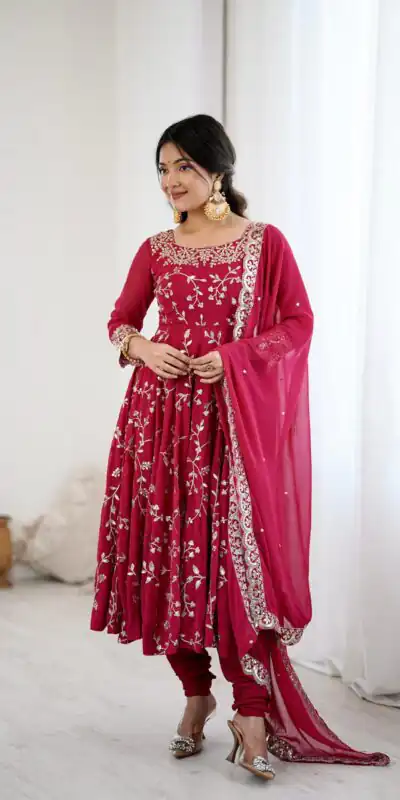 SRK 5299 Pink Faux Georgette With Sequence Work Perfect for Wedding, Party, Lohri, Temple Visit, Ganesh Chaturthi Festive, Events, 4-6 Working Days At 2149 | Gowns, Bollywood Gowns, Creative Gowns, Designer Gowns, Embroidered Gowns, Party Wear Gowns
