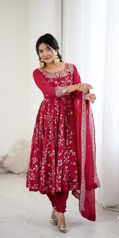 SRK 5299 Pink Faux Georgette With Sequence Work Perfect for Wedding, Party, Lohri, Temple Visit, Ganesh Chaturthi Festive, Events, 4-6 Working Days At 2149 | Gowns, Bollywood Gowns, Creative Gowns, Designer Gowns, Embroidered Gowns, Party Wear Gowns
