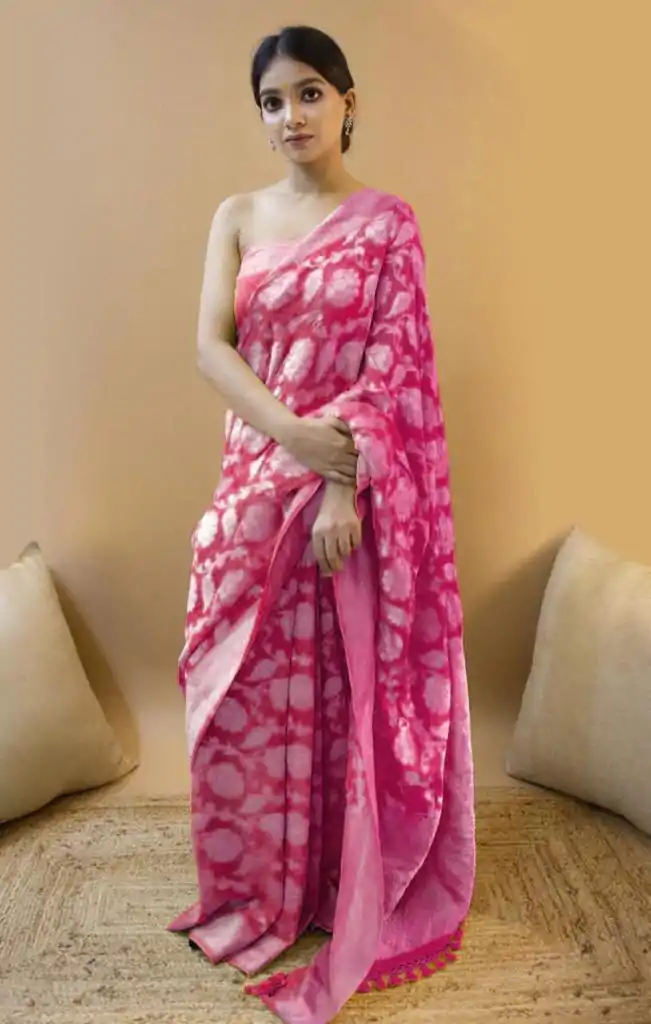 KP 1073 Pink Soft Lichi Silk Saree Perfect for Wedding, Party, Sangeet, Ethnic Day, Festival Celebrations Get it for ₹1399. Delivery 4-6 Working Da | Sarees, Bollywood Sarees, Creative Sarees, Designer Sarees, Embroidered Sarees, Ethnic Saree, Modern Digital sarees, Party Wear Sarees