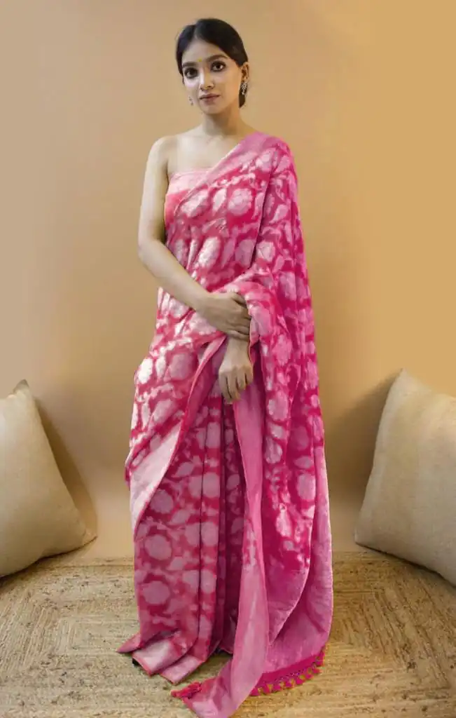 KP 1073 Pink Soft Lichi Silk Saree Perfect for Wedding, Party, Sangeet, Ethnic Day, Festival Celebrations Get it for ₹1399. Delivery 4-6 Working Da | Sarees, Bollywood Sarees, Creative Sarees, Designer Sarees, Embroidered Sarees, Ethnic Saree, Modern Digital sarees, Party Wear Sarees