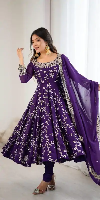 SRK 5299 Purple Georgette With Sequence Work Perfect for Wedding, Party, Lohri, Temple Visit, Ganesh Chaturthi Festive, Events, 4-6 Working Days At 2149 | Gowns, Bollywood Gowns, Creative Gowns, Designer Gowns, Embroidered Gowns, Party Wear Gowns