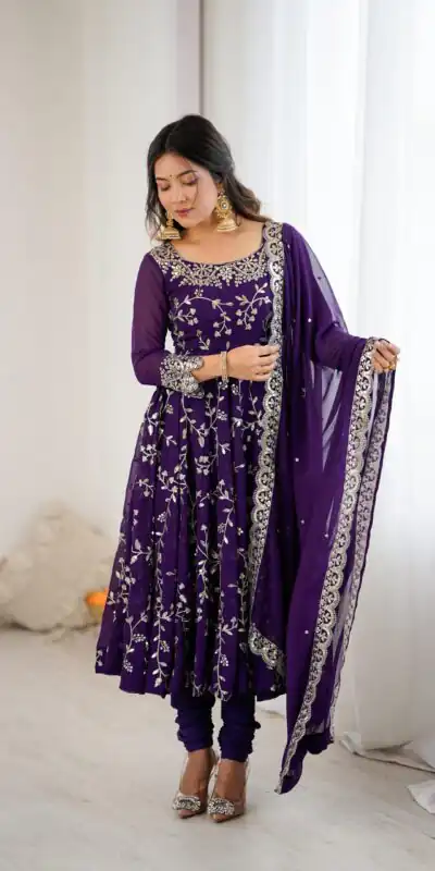SRK 5299 Purple Georgette With Sequence Work Perfect for Wedding, Party, Lohri, Temple Visit, Ganesh Chaturthi Festive, Events, 4-6 Working Days At 2149 | Gowns, Bollywood Gowns, Creative Gowns, Designer Gowns, Embroidered Gowns, Party Wear Gowns