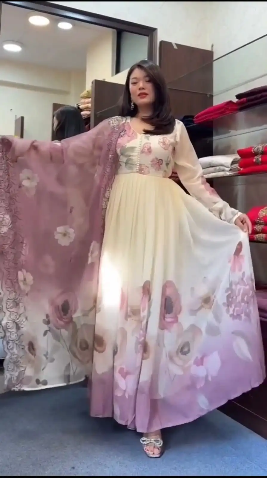 SR 1686 Purple Faux Georgette With Embroidery Sequence Work With Fully Flair Gown Perfect for Wedding, Party, 4-6 Working Days At 2049 Only | Gowns, Bollywood Gowns, Creative Gowns, Designer Gowns, Embroidered Gowns, Party Wear Gowns