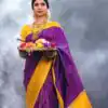 Purple Lichi Silk Rich Pallu Saree