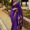 Purple Soft Lichi Silk Rich Pallu Saree