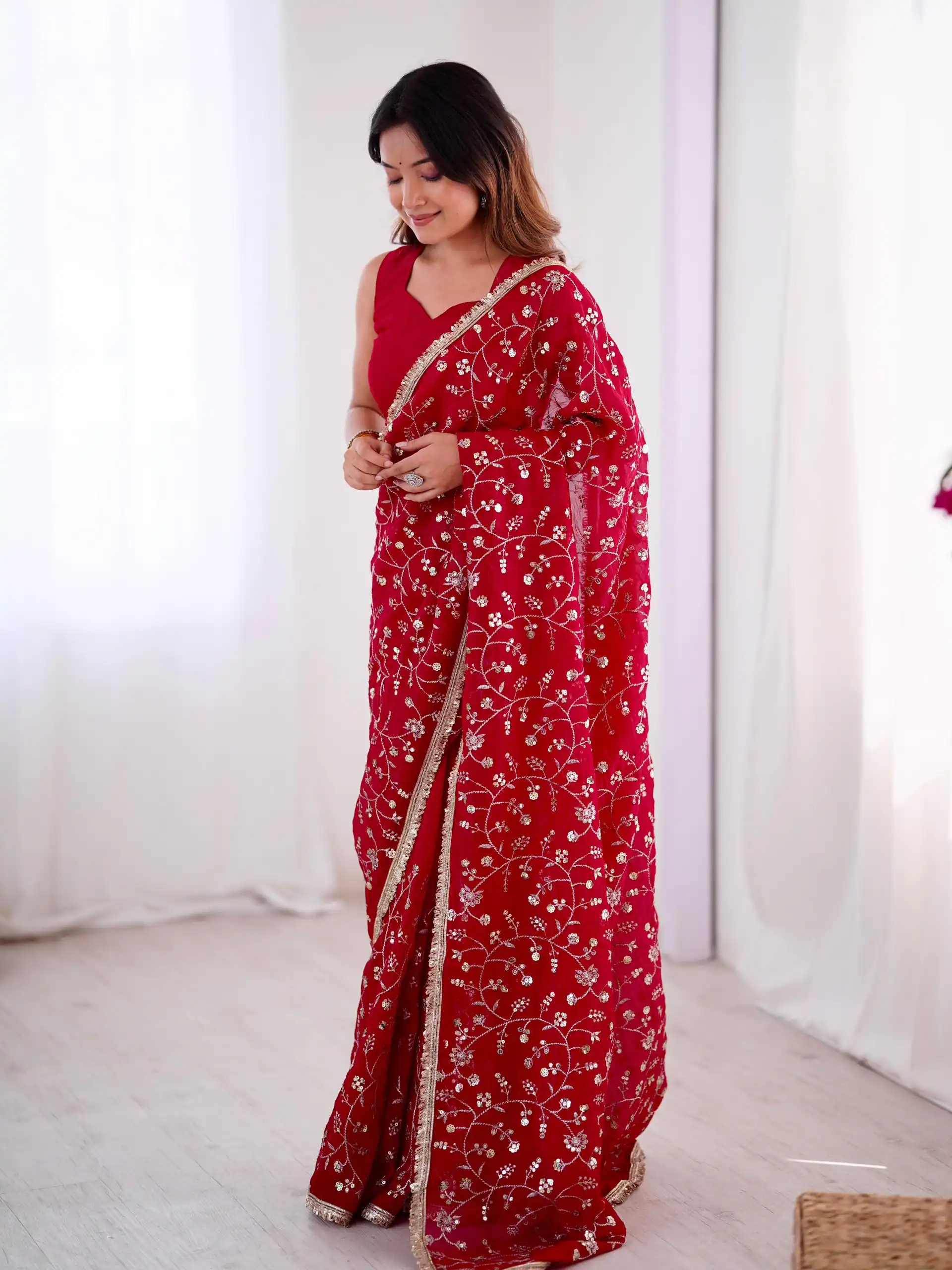 SRK 5296 Red Crunchy Silk Lace Work & Embroidery Work Saree in . Special Price ₹1799. Delivery 4-6 Working Days. Shop now. | Sarees, Bollywood Sarees, Creative Sarees, Designer Sarees, Embroidered Sarees, Ethnic Saree, Modern Digital sarees, Party Wear Sarees