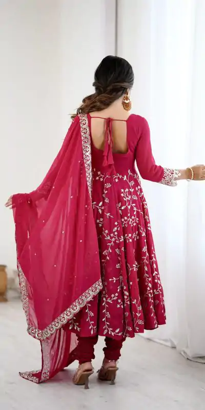 SRK 5299 Red Faux Georgette With Sequence Work Perfect for Wedding, Party, Lohri, Temple Visit, Ganesh Chaturthi Festive, Events, 4-6 Working Days At 2149 | Gowns, Bollywood Gowns, Creative Gowns, Designer Gowns, Embroidered Gowns, Party Wear Gowns