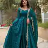SSR 516 Teal Heavy Fandy Silk With Embroidery sequence Work Gown Perfect for Wedding, Party, Onam, Makar Sankranti, Traditional Day Special Price ₹ 2149 | Gowns, Bollywood Gowns, Creative Gowns, Designer Gowns, Embroidered Gowns, Party Wear Gowns