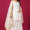 SR 1671 White Georgette Salwar Suit Perfect for Wedding, Party, Cultural Events, Temple Visit, Lohri Now at just ₹1799. Delivery 4-6 Working Days. | Jump Suits, Tops & Bottoms, Track Suits, Salwar suit, Casual Suits, Creative suits, Designer Suits, Palazzo Suits, Party Wear Suits, Patiala Suits, Straight Suits, Trendy Wear