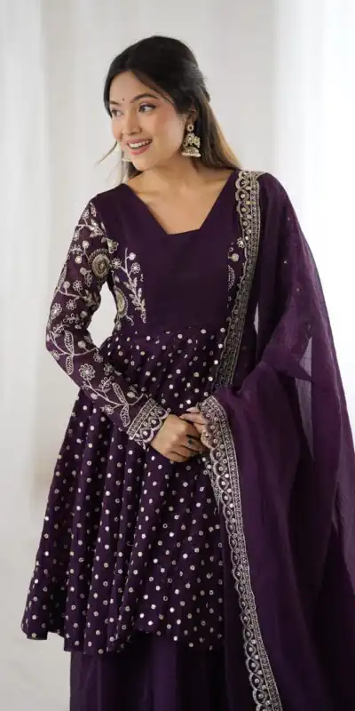 ZSR 3134 Wine Crunchy Silk Salwar Suit Perfect for Wedding, Party, Sangeet, Anniversary, Housewarming Introductory Price ₹2399. Delivery 4-6 | Jump Suits, Salwar suit, Casual Suits, Creative suits, Designer Suits, Palazzo Suits, Party Wear Suits, Patiala Suits, Straight Suits