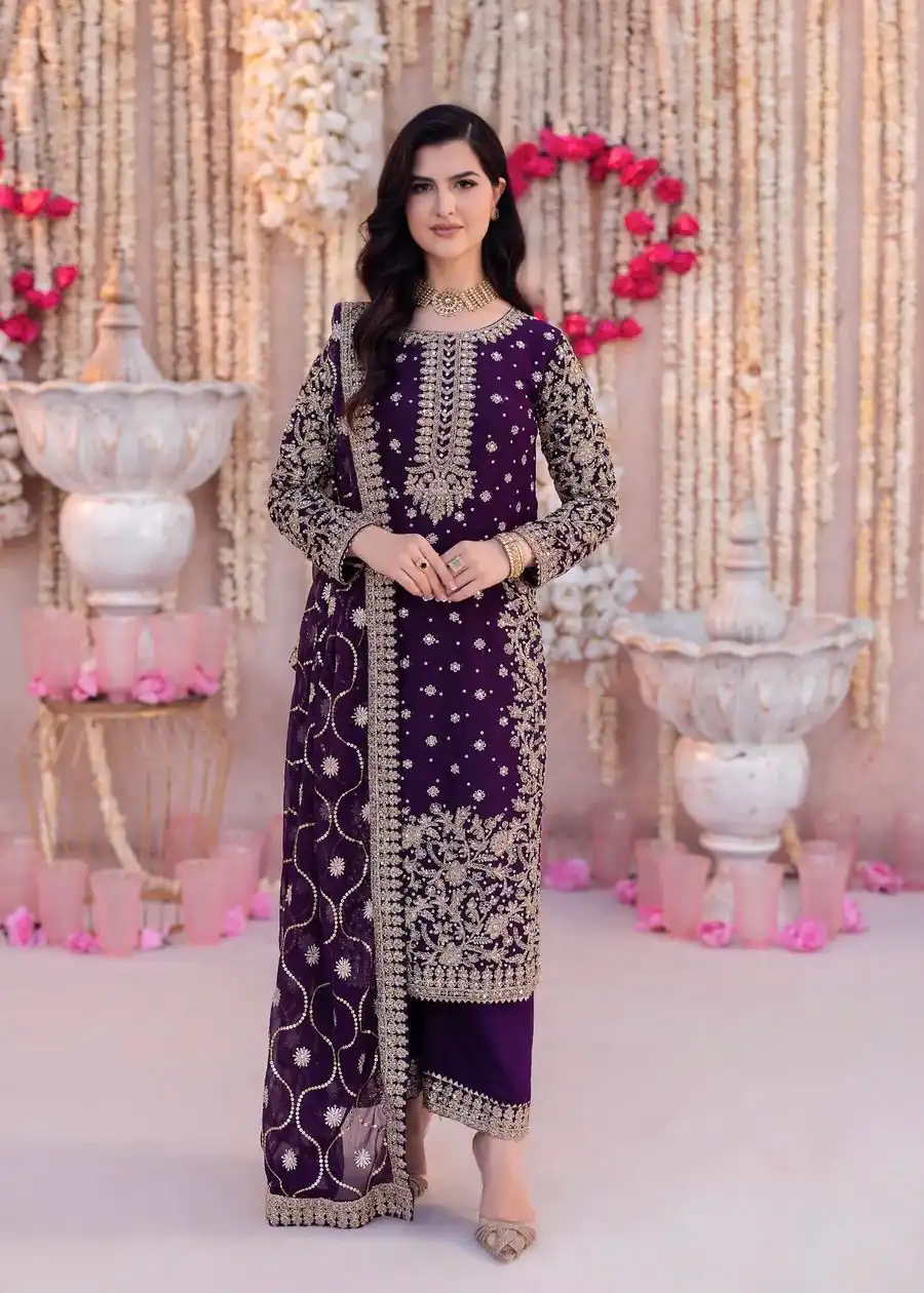 SRK 5238 Wine Faux Georgette With 5mm Embroidery Sequence Work with Beads Work Wedding, Party, Festive, Events, 4-6 Working Days At 2399 | Jump Suits, Salwar suit, Casual Suits, Creative suits, Designer Suits, Palazzo Suits, Party Wear Suits, Patiala Suits, Straight Suits