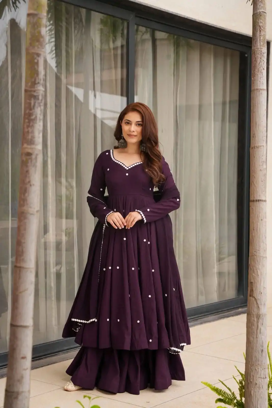 SR 1687 Wine Faux Georgette With Heavy Embroidery Work With Fully Flair Salwar Suit Wedding, Party, Festive, Available at ₹1999 only. Delivery 4-6 Work | Jump Suits, Tops & Bottoms, Track Suits, Salwar suit, Casual Suits, Creative suits, Designer Suits, Palazzo Suits, Party Wear Suits, Patiala Suits, Straight Suits, Trendy Wear
