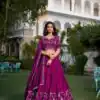 Wine Vichitra Silk Work Embroidery Lehenga Choli