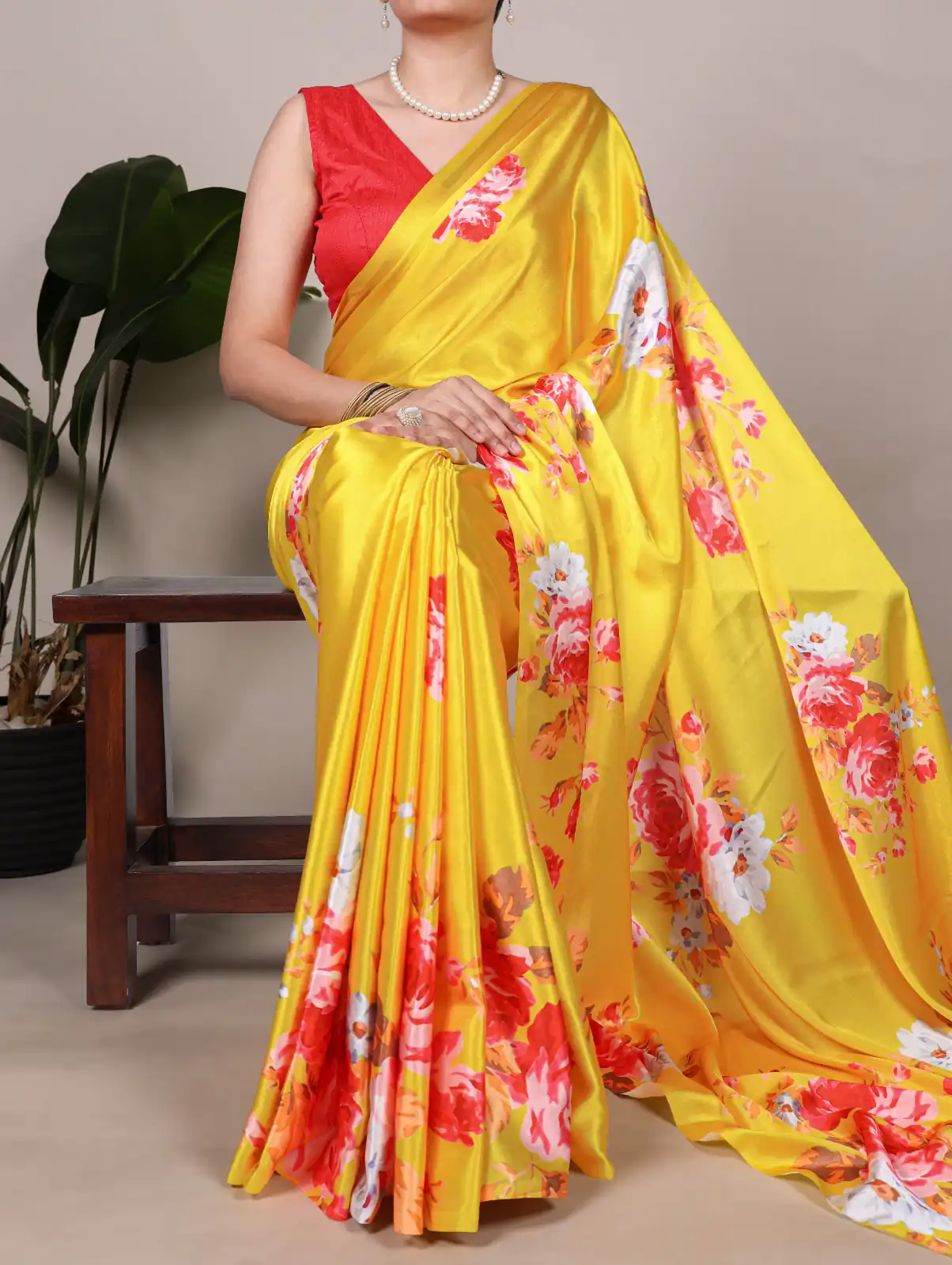 YNF 7004 Yellow Color Satin Silk Floral Printed Designer Work Saree . Grab it for ₹1549. Delivery 4-6 Working Days. Shop now. | Sarees, Bollywood Sarees, Creative Sarees, Designer Sarees, Embroidered Sarees, Ethnic Saree, Modern Digital sarees, Party Wear Sarees