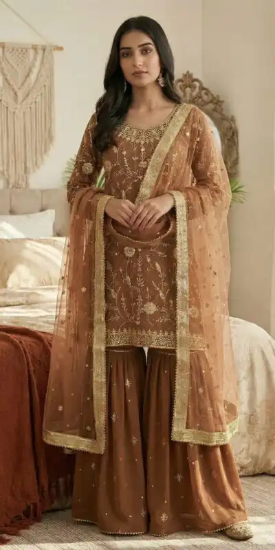 ZSR 3151 Chiku in Georgette Embroidery Work & Lace Work Salwar Suit With. Festive Deal ₹2149. Delivery 4-6 Working Days. Shop now. | Jump Suits, Tops & Bottoms, Track Suits, Salwar suit, Casual Suits, Creative suits, Designer Suits, Palazzo Suits, Party Wear Suits, Patiala Suits, Straight Suits, Trendy Wear