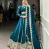 Firozi Vichitra Sequins Lehenga Choli