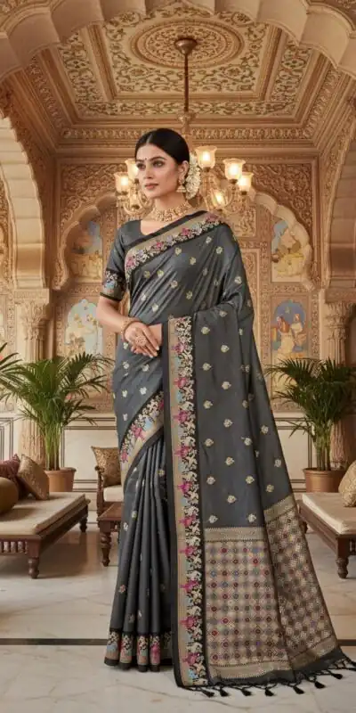 MS 545 Grey Banarasi Silk Saree with Zari Work. Wedding, Party, Festive, Events, Now at just βΉ1649. Delivery 4-6 Working Days. Shop now. | Sarees, Bollywood Sarees, Creative Sarees, Designer Sarees, Embroidered Sarees, Ethnic Saree, Modern Digital sarees, Party Wear Sarees