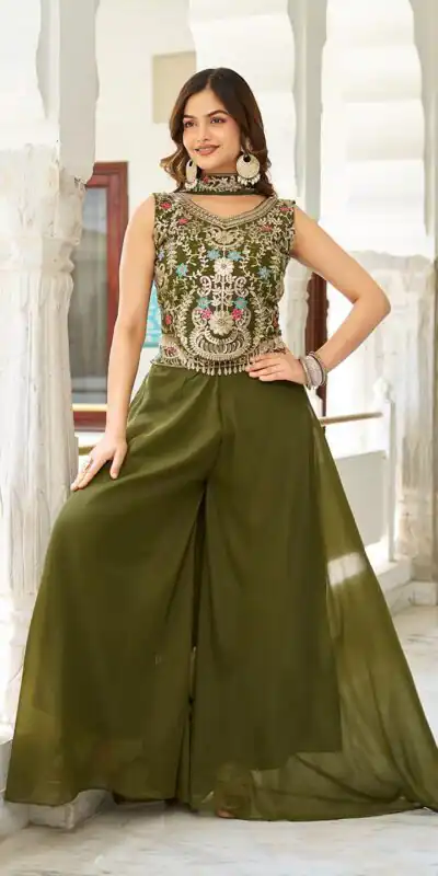 Ram 107 Mahendi in Color Star Georgette Embroidery Work Salwar Suit . Festive Deal βΉ2099. Delivery 4-6 Working Days. Shop now. | Jump Suits, Salwar suit, Casual Suits, Creative suits, Designer Suits, Palazzo Suits, Party Wear Suits, Patiala Suits, Straight Suits