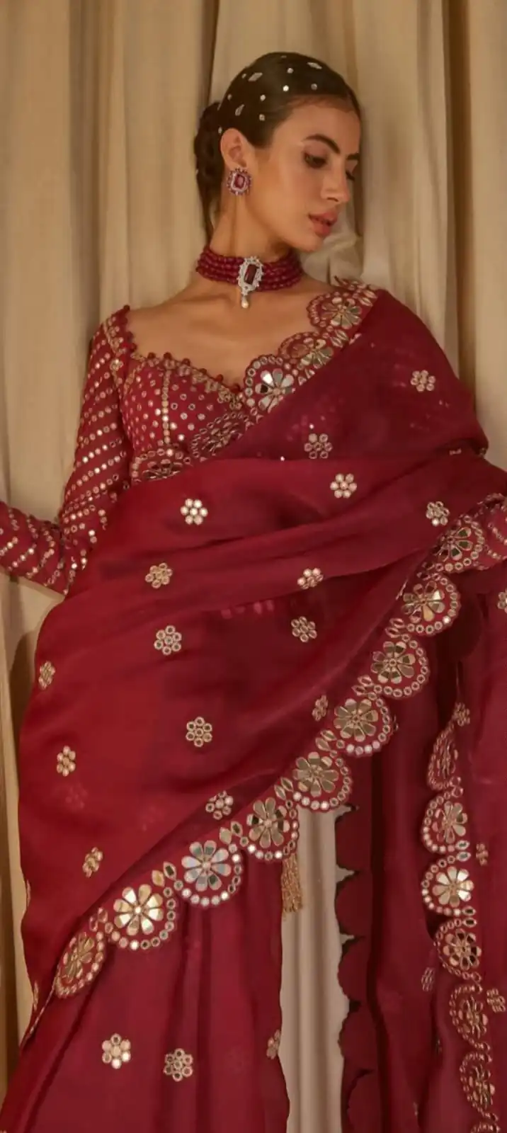 DF 3457 Maroon Color Georgette Sequence Original Mirror Work Saree Casual, Wedding, Festive, Events . Expected Delivery  4-6 Working Days @2099/- only                                                                                | Sarees, Bollywood Sarees, Creative Sarees, Designer Sarees, Embroidered Sarees, Ethnic Saree, Modern Digital sarees, Party Wear Sarees