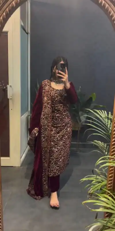 RTC 5940 Maroon Viscos velvet Chinestich Work Salwar Suit with Designer Work. Festive Deal ₹2049. Delivery 4-6 Working Days. Shop now. | Jump Suits, Tops & Bottoms, Track Suits, Party Wear Lehenga, Salwar suit, Casual Suits, Creative suits, Designer Suits, Palazzo Suits, Party Wear Suits, Patiala Suits, Straight Suits, Trendy Wear